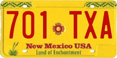 NM license plate 701TXA