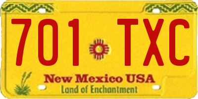NM license plate 701TXC