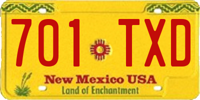 NM license plate 701TXD