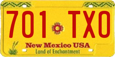 NM license plate 701TXO