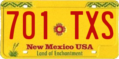 NM license plate 701TXS
