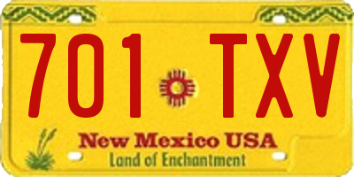 NM license plate 701TXV