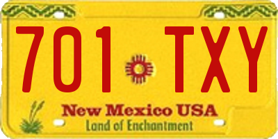 NM license plate 701TXY