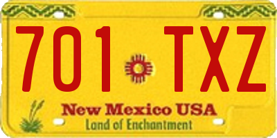 NM license plate 701TXZ