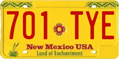 NM license plate 701TYE