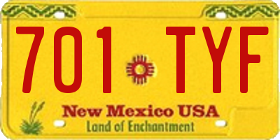 NM license plate 701TYF