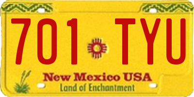 NM license plate 701TYU