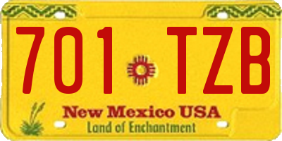 NM license plate 701TZB