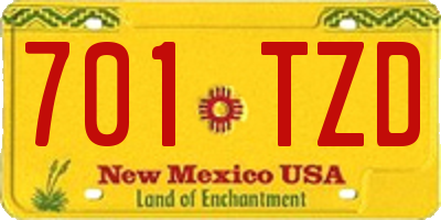 NM license plate 701TZD