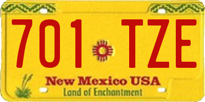 NM license plate 701TZE