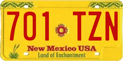 NM license plate 701TZN