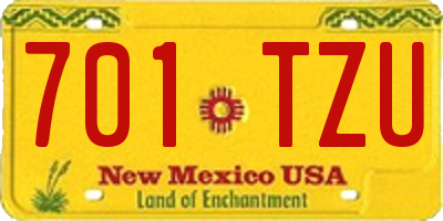 NM license plate 701TZU