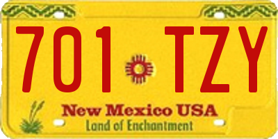 NM license plate 701TZY