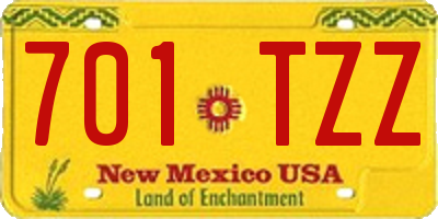 NM license plate 701TZZ