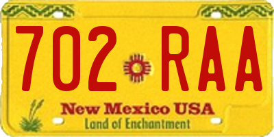 NM license plate 702RAA