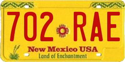 NM license plate 702RAE