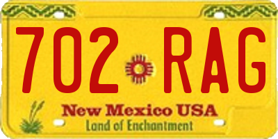 NM license plate 702RAG