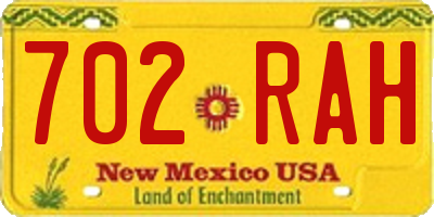 NM license plate 702RAH