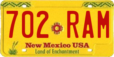 NM license plate 702RAM