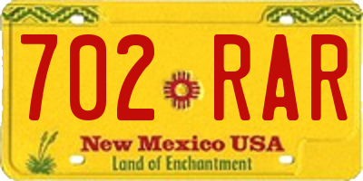 NM license plate 702RAR