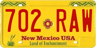 NM license plate 702RAW