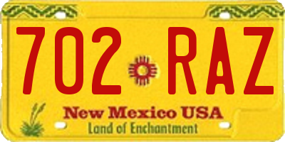NM license plate 702RAZ