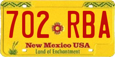 NM license plate 702RBA