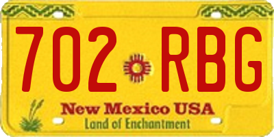 NM license plate 702RBG