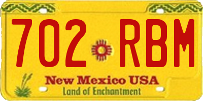 NM license plate 702RBM