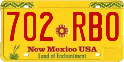 NM license plate 702RBO