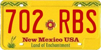 NM license plate 702RBS