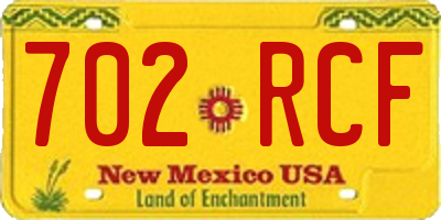 NM license plate 702RCF