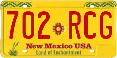 NM license plate 702RCG