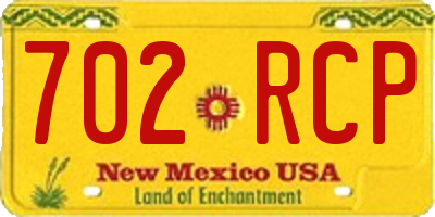 NM license plate 702RCP