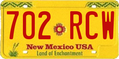 NM license plate 702RCW