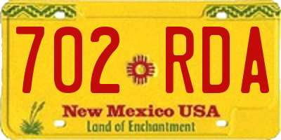 NM license plate 702RDA