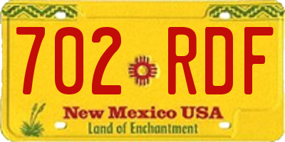 NM license plate 702RDF