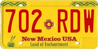 NM license plate 702RDW