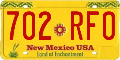NM license plate 702RFO