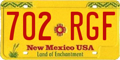NM license plate 702RGF