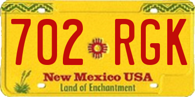 NM license plate 702RGK