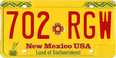 NM license plate 702RGW