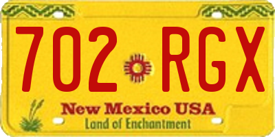 NM license plate 702RGX