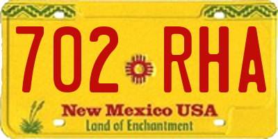 NM license plate 702RHA
