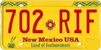NM license plate 702RIF