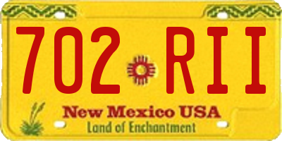 NM license plate 702RII