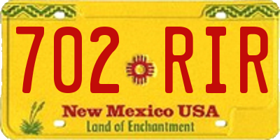 NM license plate 702RIR
