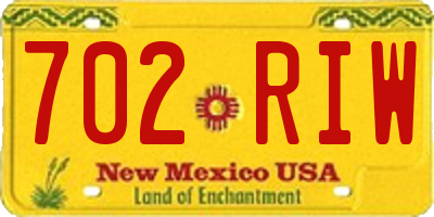 NM license plate 702RIW