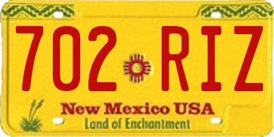 NM license plate 702RIZ