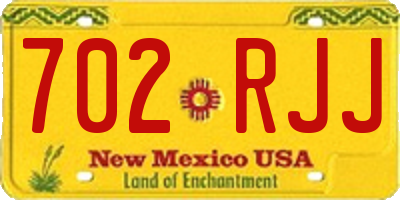 NM license plate 702RJJ